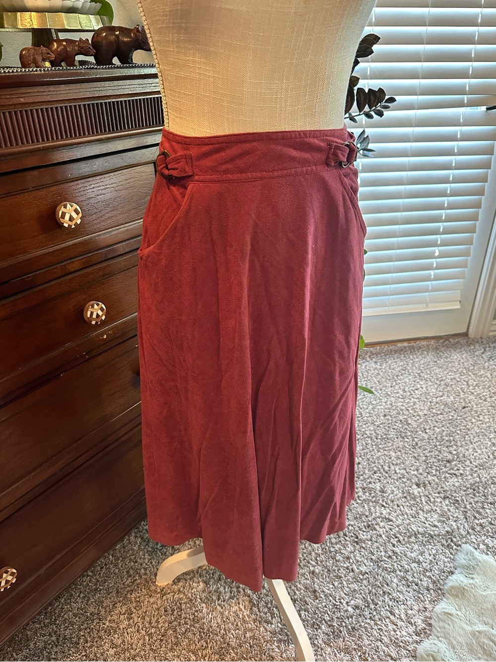 Vintage Women's Burgundy A-Line Skirt